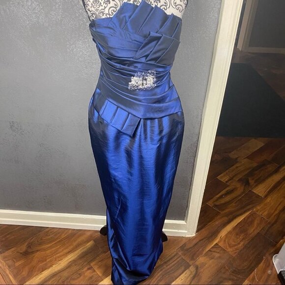 Daymor Couture Colbalt asymmetric pleated dress jacket formal wedding - Picture 5 of 12